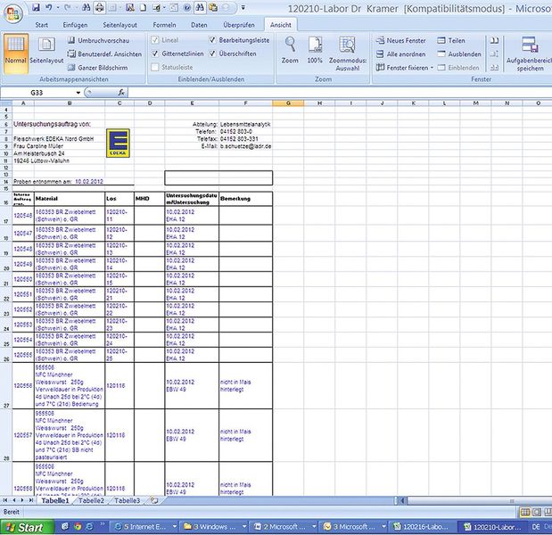 Abb. 3: Über die Schnittstelle zwischen den EDV-Systemen MAIS und LISA können die digital übermittelten Aufträge von Edeka direkt in die Laborsoftware übernommen und daraus konkrete Arbeitsaufträge generiert werden. (Bild: LADR)