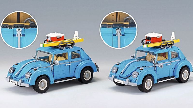 GDR Trading aus den Niederlanden verkauft neben dem Bausatz für den VW-Käfer (rechts) noch weitere Fälschungen über seinen Onlineshop.(Bild:  Aktion Plagiarius e.V.)