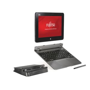Fujitsus Stylistic Q555 kann optional auch mit einer Tastatur und einem Cradle genutzt werden.