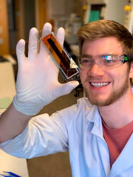 Hannes Michaels, PhD-student in Marina Freitag’s research group at the Department of Chemistry, Uppsala University, is evaluating new solar cells for indoor applications.   (Marina Freitag )