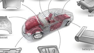 Die Anwendungsbereiche des thermoplastischen Materials von Thermhex in der Automobilproduktion sind vielfältig – von der inneren Motorhaubenverkleidung über Türmodule bis hin zur Hutablage. (Thermhex)