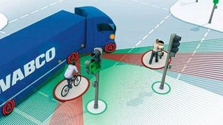 Valeo und Wabco arbeiten künftig gemeinsam an aktiven Sicherheitstechnologien für Nutzfahrzeuge, um Fußgänger und Fahrradfahrer im Stadtverkehr besser zu schützen. (Wabco)