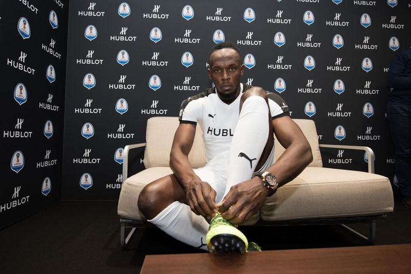 Auch Usain Bolt, der sich neuerdings als Fußballer versucht, trägt die „Big Bang Referee 2018 FIFA World Cup Russia“... (Hublot)