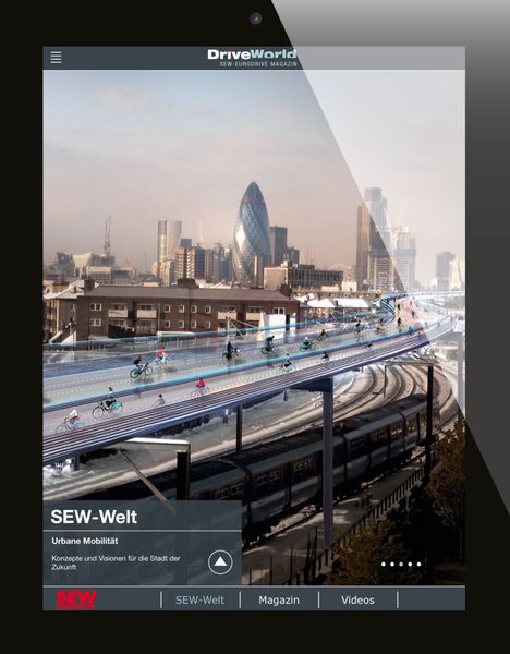 Die DriveWorld-App von SEW-Eurodrive liefert Berichte, Experteneinschätzungen und Hintergründe zu den Trend- und Zukunftsthemen in der Antriebs- und Steuerungsindustrie. (SEW)
