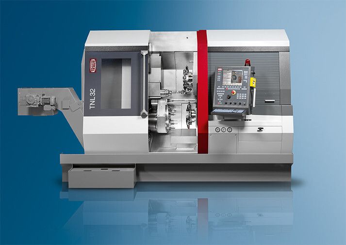 Die Traub TNL32-11 ist eine Lang-/Kurzdrehmaschine mit zwei Revolvern und dreiachsig verfahrbarem Frontapparat. (Bild: Traub)