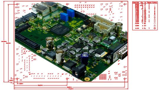 Mindestdokumentation einer Leiterplatte: Neben dem Multilayeraufbau und den Fertigungsdaten ist auch der Bohrplan mit dem Umschnittmaßplan Pflicht(Bild:  tecnotron elektronik)