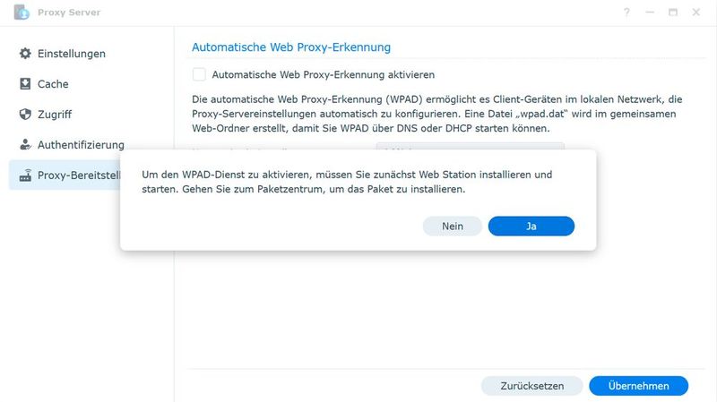 Der Synology-Proxy unterstützt auch WPAD. (Bild: Joos)