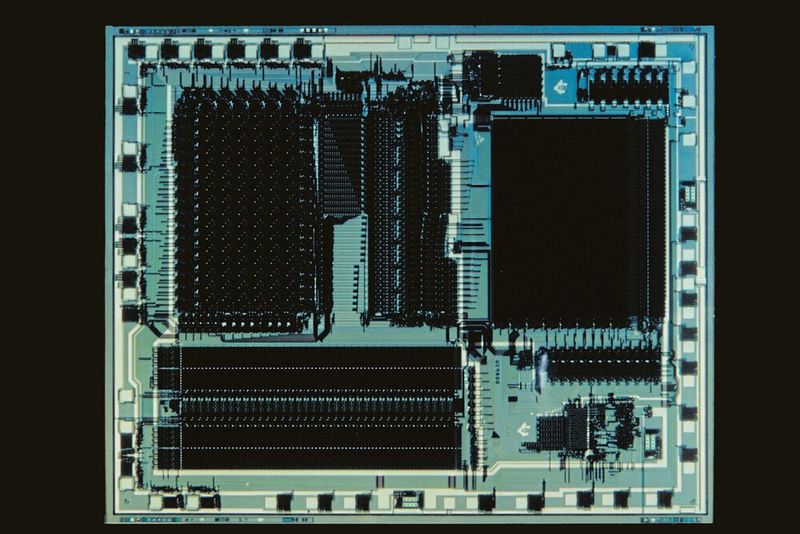 1979 – der erste Single-Chip-DSP: Der erste Single-Chip-DSP war der 1979 in den Bell-Labs entwickelte DSP1. Der digitale Signalprozessor bildete eine Schlüsselkomponente des von AT&T/Western Electric 1980 auf den Markt gebrachten elektronischen Schalters 5ESS. Zu den kommerziell erfolgreichsten frühen DSPs gehörte der Festkomma-µPD7720 von NEC, der 1980 für Sprachbandanwendungen eingeführt wurde. Der von Texas Instruments konzipierte programmierbare Signalprozessor TMS32010 (Bild) war jedoch der Schnellste. Er konnte eine Multiplikations-Operation in 200 ns berechnen und Befehle sowohl aus dem On-Chip-ROM als auch aus dem Off-Chip-RAM ausführen. Bei einem Preis von 500 US-Dollar pro Stück wurden im ersten Jahr (1983) etwa 1.000 Chips verkauft. Der 16-Bit-DSP fand danach breite Anwendung in Consumer-Produkten vom Handy bis zum Spielzeug (Sprechpuppe Julie). Moderne Generationen höher integrierter DSPs von TI, ADI, Motorola und anderen steuern heute u.a. Smartphones, Festplattenlaufwerke und HDTV. (Bild: Texas Instruments)