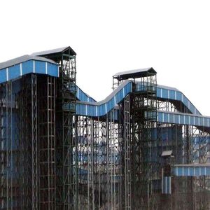 Fig. 1: The conveyors feeding the blast furnace and sinter plant are just a small part of the new raw materials handling plant at Bushan Steel's integrated steell plant at Meramandali, India.