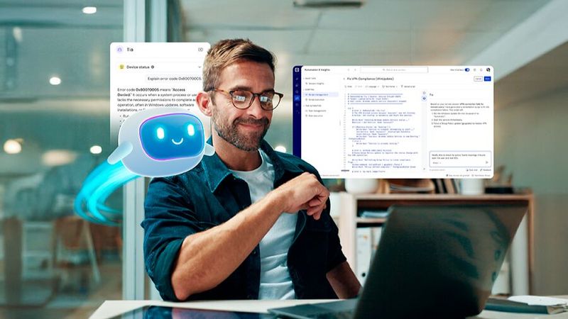 Tia analysiert die Support-Historie und überführt gelöste IT-Fälle in wiederverwendbare Skripte, die sich auf Endgeräte ausrollen lassen.(Bild:  TeamViewer)