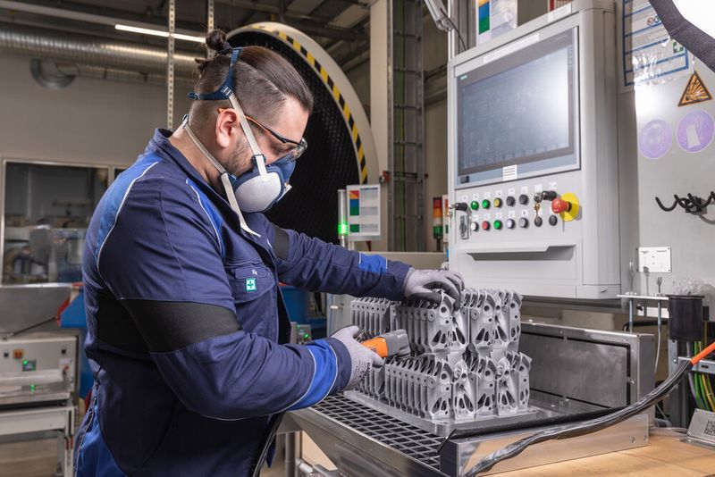 Image 1: Manufacturing of metallic components using the selective laser beam melting process. (BMW Group)