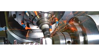 Bild 1: Fünf-Achs-Fräsen einer Turbinenschaufel. (Bild: Hamuel)