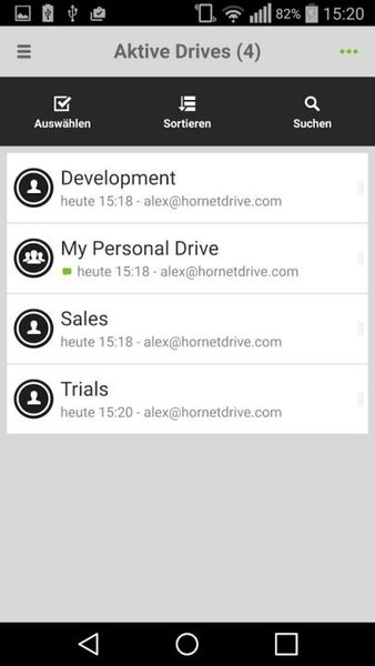 HornetDrive erinnert an Dropbox und bietet ähnliche Funktionen, allerdings mit mehr Verschlüsselungsfunktionen. (Bild: HornetSecurity)