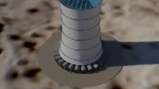 Der Turm einer geplanten Fallwindanlage in einer Illustration. (Foto: youtube.com/CleanWindEnergy)