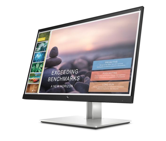Die Oberfläche des 23,8 Zoll großen Full-HD-Touchdisplays E24t G4 soll unempfindlich gegen Fingerabdrücke sein. (HP)