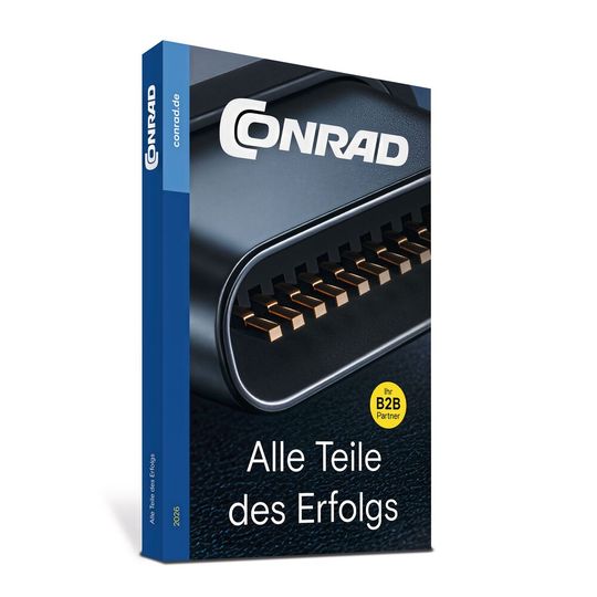 Navigationstool für nicht-digitale Settings: Der neue Conrad Katalog fungiert als Snapshot der Conrad Sourcing Platform und ermöglicht Zugang zu Echtzeitdaten.(Bild:  Conrad Electronic)