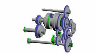 1 Beispiel 1 ... zeigt ein komplexes Lastschaltgetriebe. Die Animation der Bewegung erlaubt z. B. eine gezielte Kontrolle der Drehrichtungen. (Archiv: Vogel Business Media)