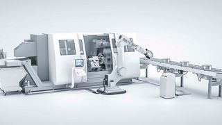 Modularität spielt im Maschinenbau eine bedeutende Rolle. Im Bild: Eine Werkzeugmaschine mit Key- und Add-On-Modulen als Teil einer Produktionslinie. (Harting)