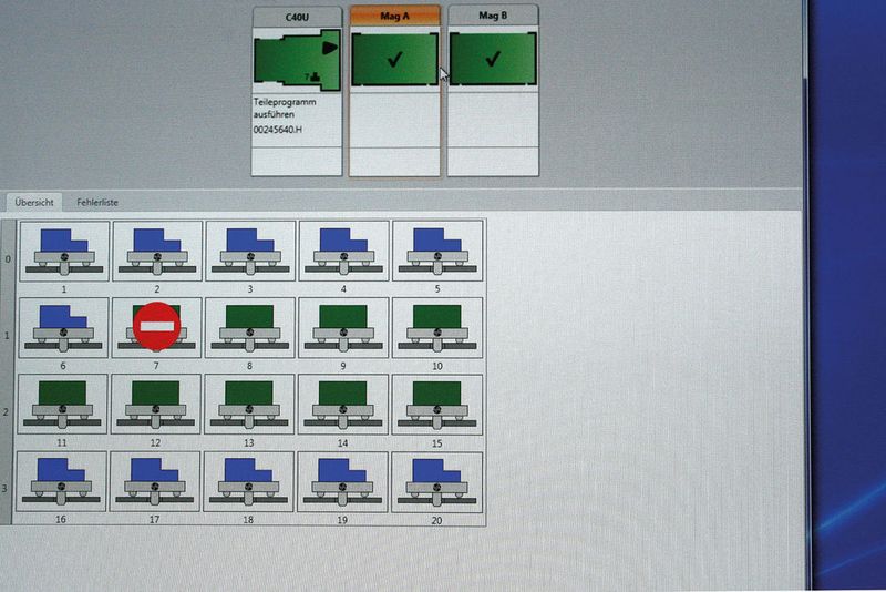 «Erowa Manufacturing Control» – Visualisierung der Belegung des Robot-Magazins. (Erowa)
