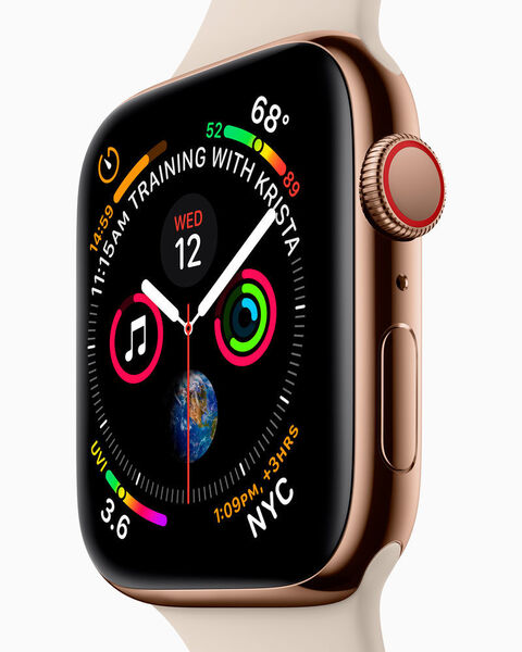Die Apple Watch Series 4 enthält einen S4-Chip der nächsten Generation sowie einen 64-Bit-Dual-Core-Prozessor. Das Siri-Ziffernblatt soll vorausschauender und proaktiver sein. (Apple)