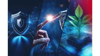 Erhöhte Sicherheitsmassnahmen, Künstliche Intelligenz und mehr Nachhaltigkeit. Das sind die Automatisierungstrends aus Sicht von Bosch Rexroth für das Jahr 2025.  (Bild: Bosch Rexroth, mithilfe von KI erstellt)