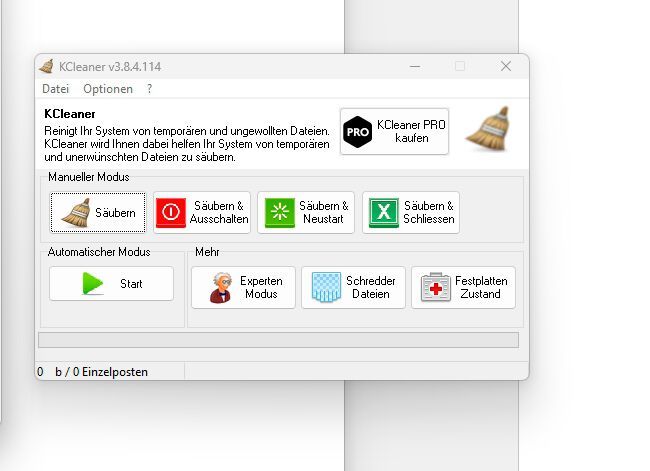 Die Oberfläche ist übersichtlich und ermöglicht auch für Anfänger das schnelle und einfache Bereinigen von Datenmüll. (Bild: Joos (Screenshot))