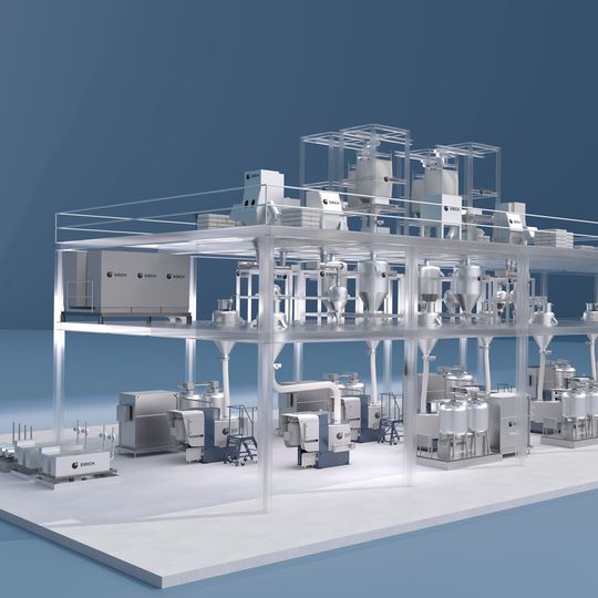 Producción de electrodos a escala de Gigafactory (imagen ilustrativa).(Imagen: Eirich)