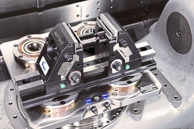 Der 5-Achs-Spanner Kippflexx direkt auf dem Uni-lock-Nullpunkt-Spannsystem montiert. (Bild: HEINRICH KIPP WERK GmbH & Co. KG)