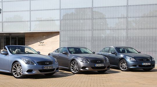 Quasi das Einstiegsmodell in die Infiniti-Welt sind die G37-Modelle: (v. li.) Cabrio, Coupé und Limousine. (Archiv: Vogel Business Media)