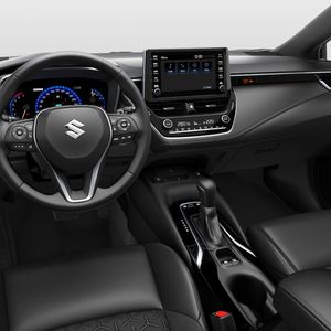 Im Innenraum zeigt der Swace trotz Bestausstattung, wie es offiziell heißt, nicht viel Schnickschnack.(Bild:  Suzuki)