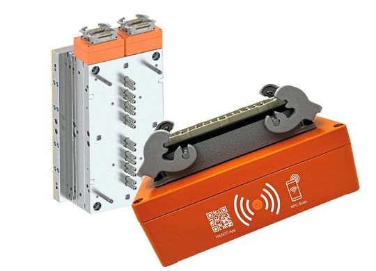 Hasco hot runner setzt jetzt auf RFID-Technik bei Heißkanalwerkzeugen, wenn es um Wartung, Reparatur und Ersatzteilbestellungen geht.(Bild:  Hasco)