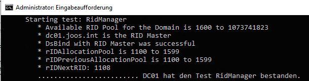 FSMO-Rollen, wie der RID-Master können auch mit dcdiag getestet werden. (Microsoft / Joos)