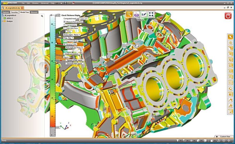 Der 3D_Analyzer hat zahlreiche Analysefunktionen und verarbeitet auch große Baugruppen (Core-Technologie)