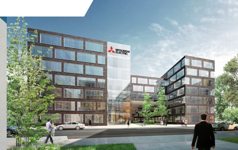 Entwurf des neuen Bürogebäudes von Mitsubishi Electric an der Balke-Dürr-Allee in Ratingen. (Bild: Mitsubishi Electric)