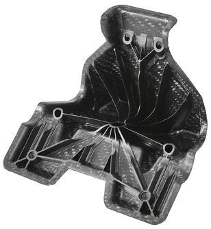 Der Lenkstockhalter besteht aus einer hochfesten, formgebenden Komponente, dem Organoblech, und gespritzten Rippen.  (Bild: Engel Austria)