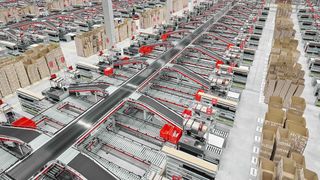 Loxxess betreibt eine teilautomatisierte Logistikhalle für den Kunden dm-drogerie markt. (Quelle: Loxxess AG)