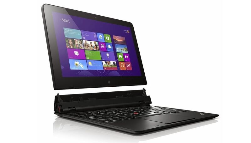 Das Thinkpad Helix 2 von Lenovo ist für den Firmeneinsatz bestimmt. Ein Zusatzakku im Keyboard-Dock verschafft dem 11,6-Zoll-Tablet eine Akkulaufzeit von bis zu 12 Stunden. (Bild: Lenovo)