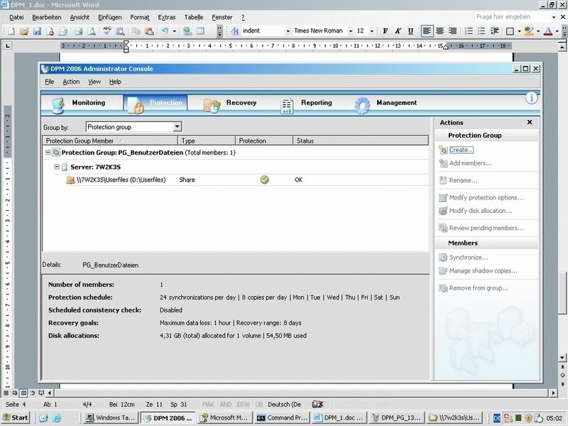 Der Data Protection Manager 2006 von Microsoft glänzt mit einer schönen Benutzeroberfläche, weist aber ein Replikationsintervall von minimal einer Stunde auf. (Archiv: Vogel Business Media)