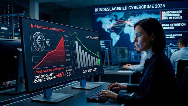 Laut BKA zahlen nur noch 7 Prozent der Ransomware-Opfer Lösegeld. Die durchschnittliche Lösegeldhöhe ist jedoch um 65 Prozent gestiegen.(Bild:  Gemini / KI-generiert)
