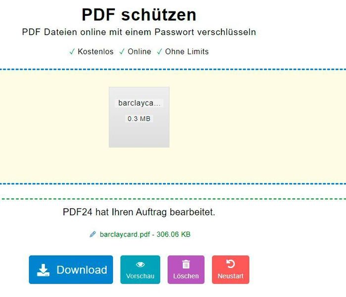 Erfolgreich geschützte PDFs herunterladen.  (Joos (Screenshot))