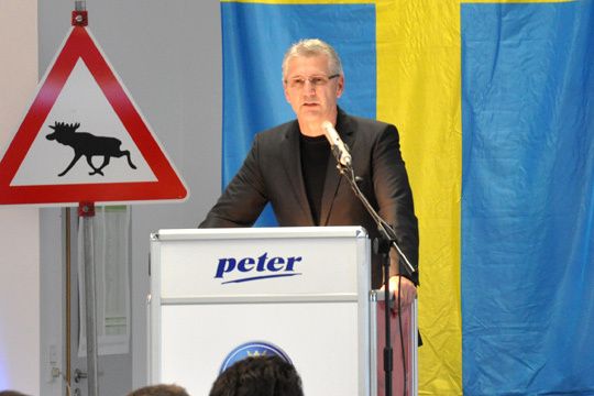 Prototyp des loyalen Saab-Fahrers: Der Erfurter Unternehmer Rainer Zühlke hält in freier Rede ein flammendes Plädoyer für seine Automarke. (Archiv: Vogel Business Media)