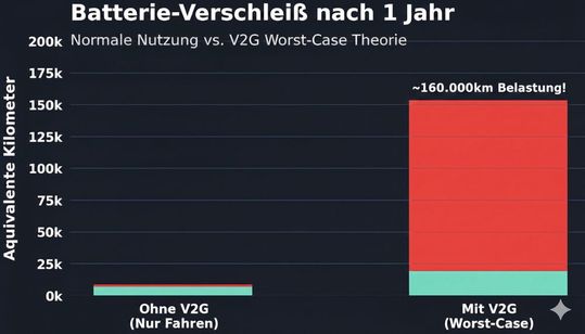 Worst Case:  Ein vollständiger Lade- und Entladezyklus pro Tag würde die zyklische Alterung der Batterie deutlich erhöhen und den Verschleiß drastisch beschleunigen.(Bild:  Andreas Schmitz, c/o REACH OUT GmbH)