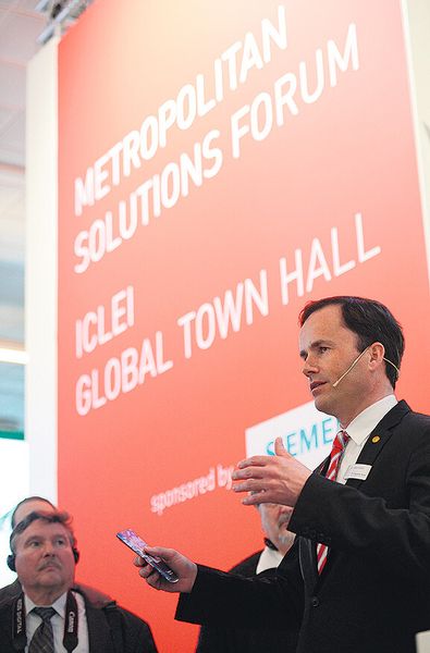 Die Metropolitan Solutions adressiert den Bereich Energie im Rahmen der Iclei Global Town Hall bei den Diskussionsrunden Smart Cities, Low-Carbon Development und Green Buildings. (Bild: Deutsche Messe)