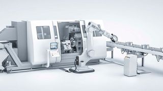 Werkzeugmaschine mit Key- und Add-On-Modulen als Teil einer Produktionslinie (Bild: Harting)