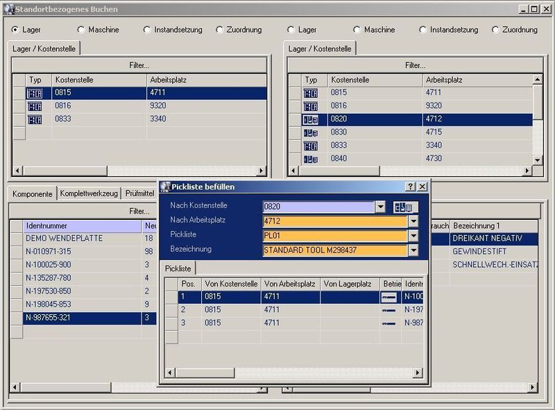 Werkzeuge und Komponenten auf einen Blick: In der neuen Pickliste werden Artikel wie in einem Warenkorb erfasst und zeitsparend zusammen gebucht. Bild: TDM (Archiv: Vogel Business Media)