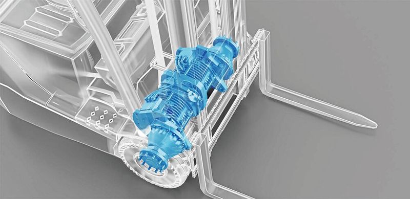 Für größere Gabelstapler hat Bonfiglioli mit der Baureihe 600F ein Antriebssystem aus Planetengetrieben und integrierter Bremse geschaffen. (Bild: Bonfiglioli)