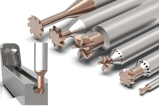 Semi-standardisierte T-Nutfräser «Actionmill T-Slot» stehen innerhalb kürzester Zeit zur Verfügung und fertigen ab 0,4 mm tiefe und 0,4 mm breite T-Nuten in schwierigen Werkstoffe, wie Titanlegierungen in der Medizintechnik sowie in der Luft- und Raumfahrt äusserst prozesssicher. (Bild:  HB Microtec)