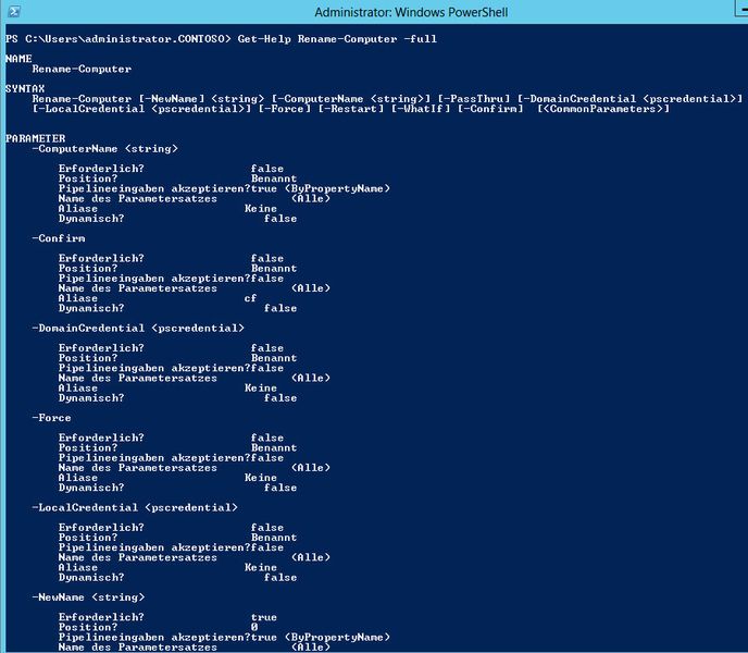 Ebenfalls ein neues CMDlet ist Rename-Computer -NewName 