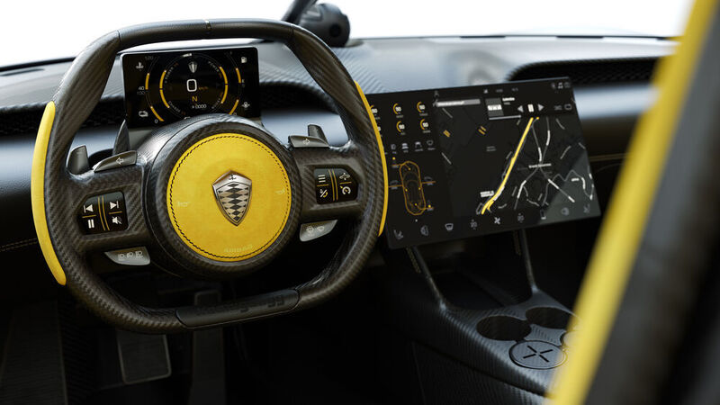 Der Innenraum des Gemera zeichnet sich durch einen hohen Anteil an Sichtcarbon aus. (Koenigsegg)