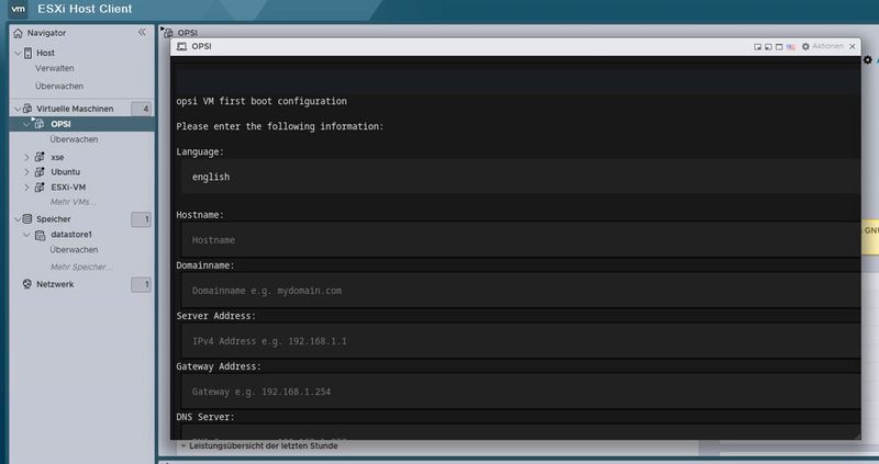 Einrichten von OPSI nach der Inbetriebnahme der VM. (Bild: Joos)